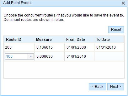Route dominance table Route dominance table